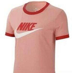 Nike Women's Sportswear Futura Cotton Ringer T-Shirt - Pink Quartz